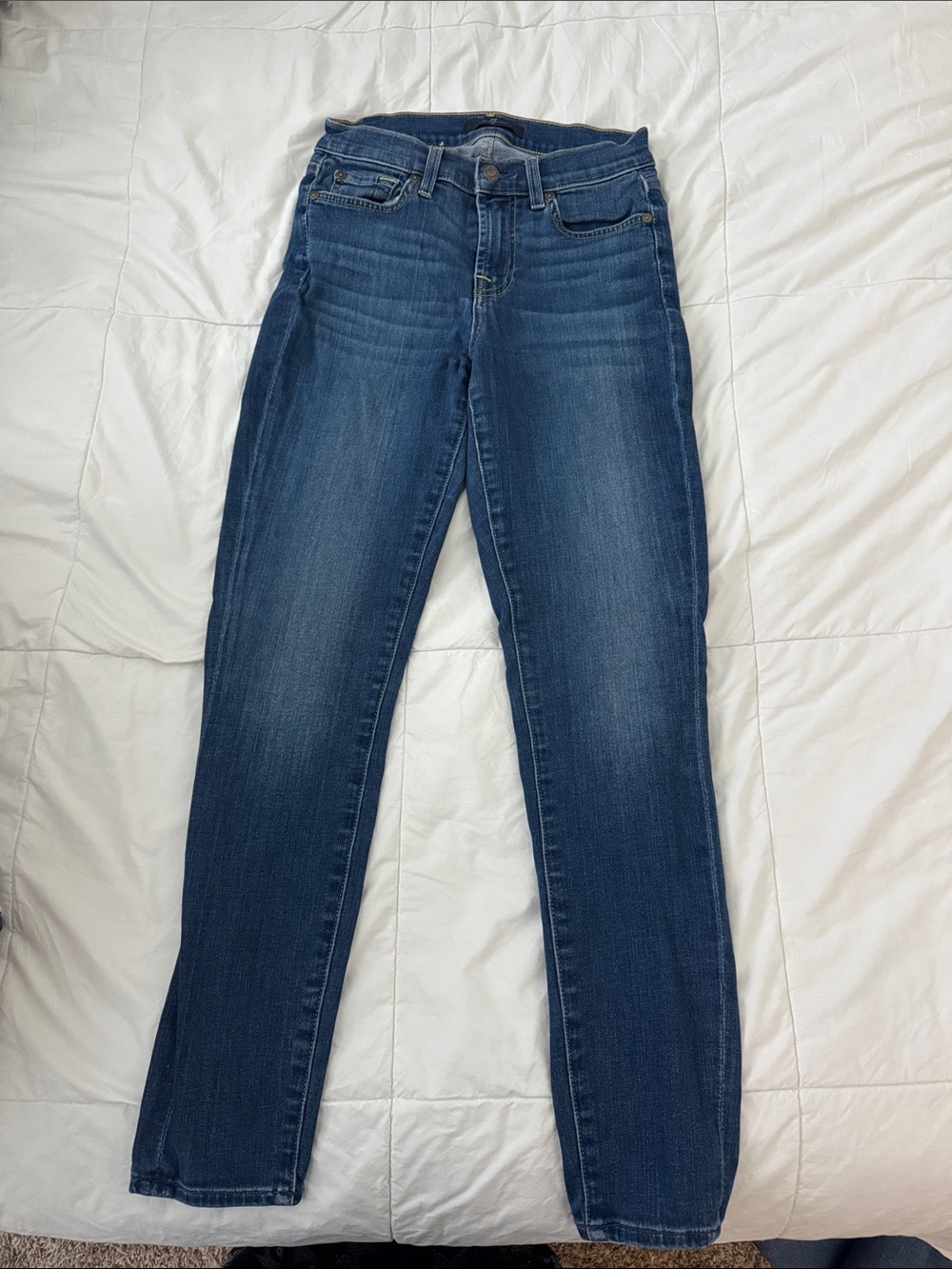 7 For All Mankind Women's Straight Leg Jeans in Dark Blue Denim